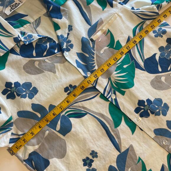 Hilo Hattie Hawaiian Button Shirt Mens XL White Blue Green Tropical Aloha Cotton - Picture 7 of 8
